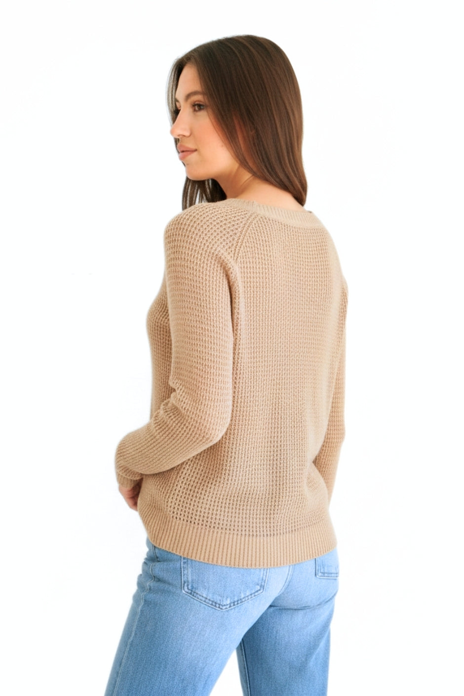 Openwork Sloane Crewneck in Sand