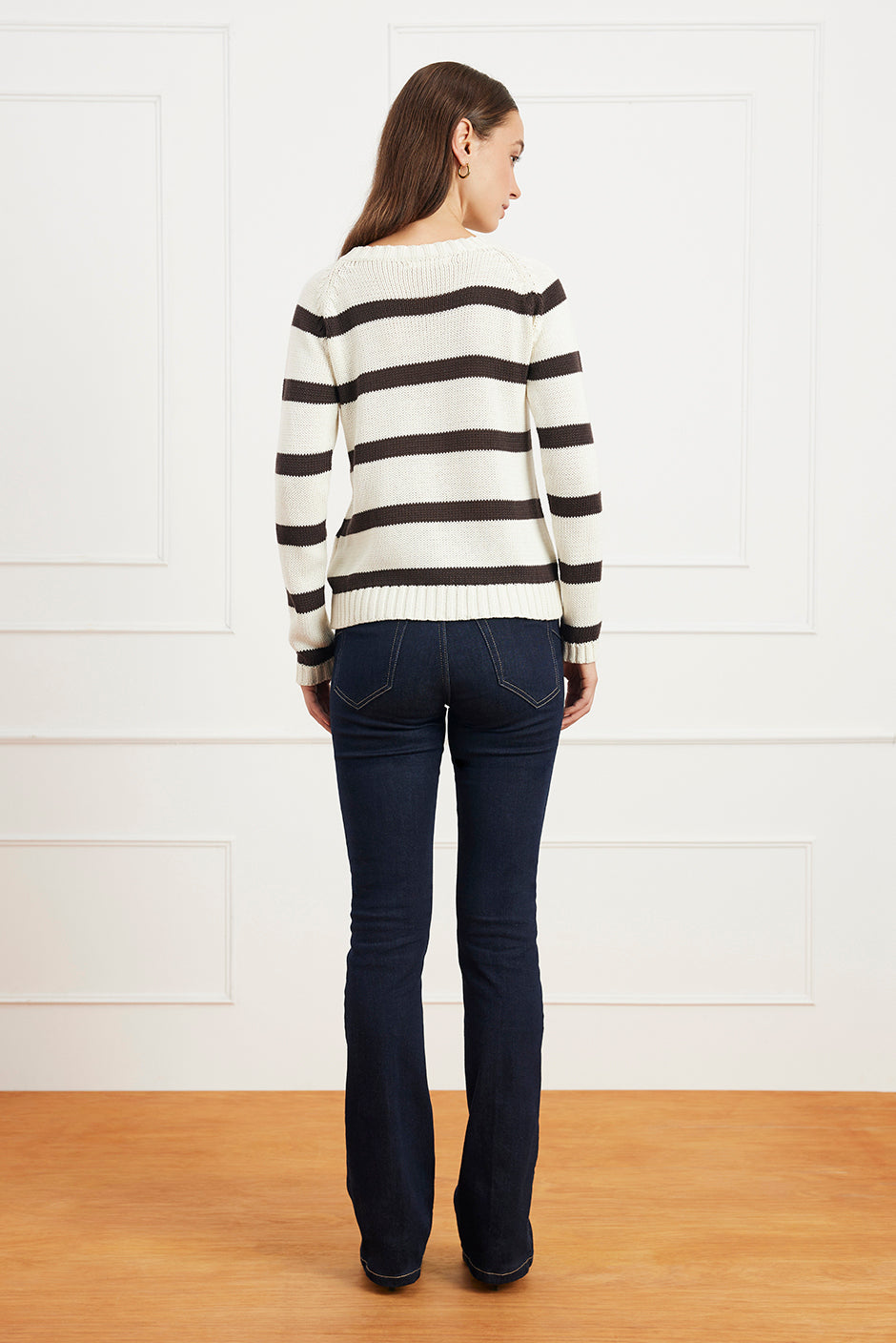 Stripe Sloane Crewneck in Cacao