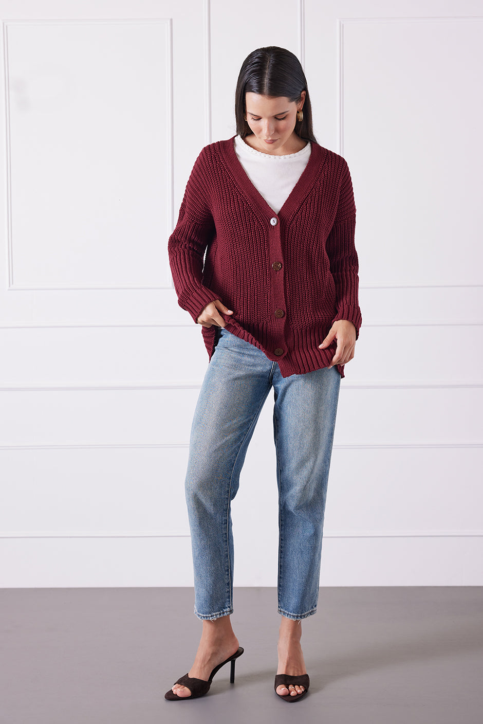 Emily Cardigan in Burgundy