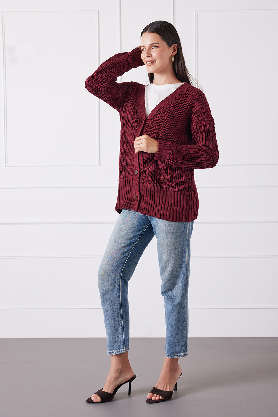 Emily Cardigan in Burgundy