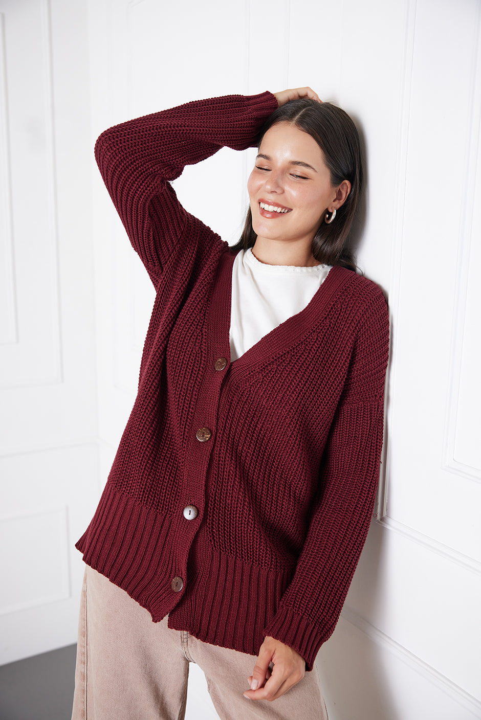 Emily Cardigan in Burgundy