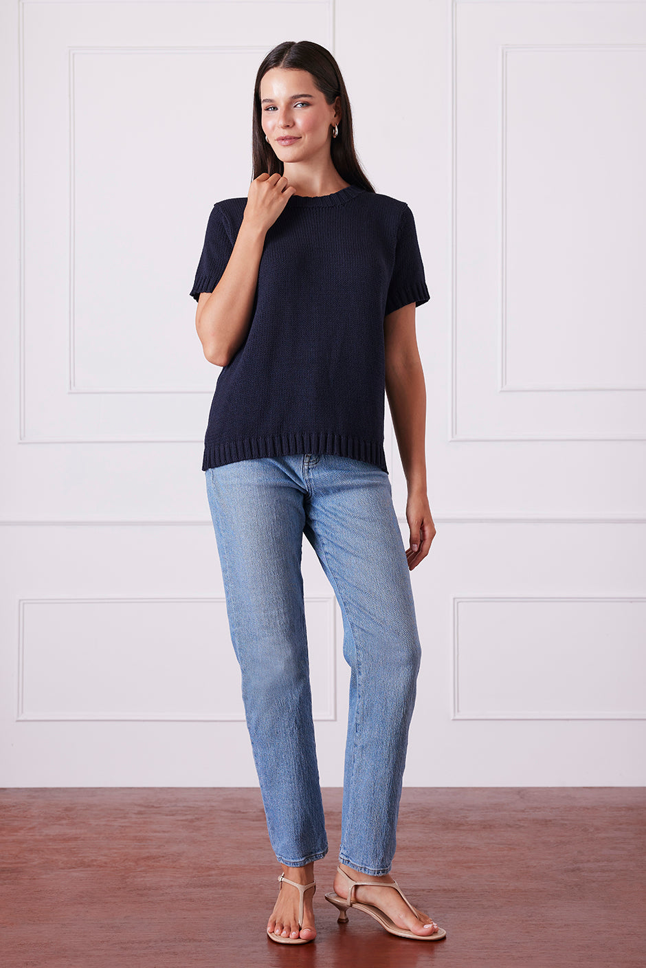 Simone Sweater Tee in Midnight Navy