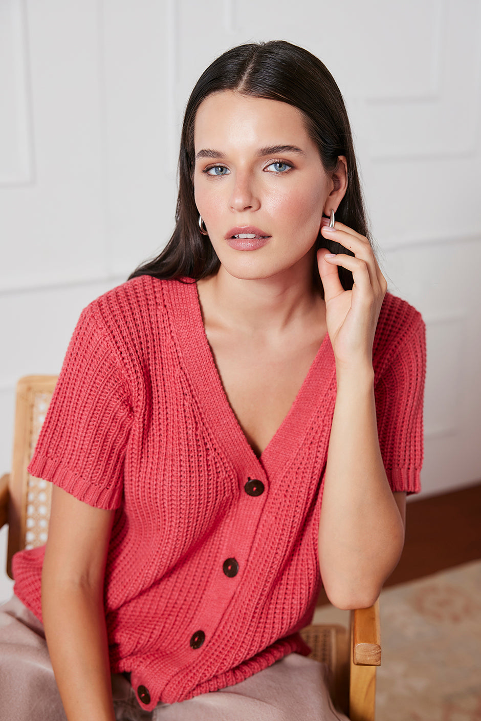 Margot Cardigan in Vintage Red