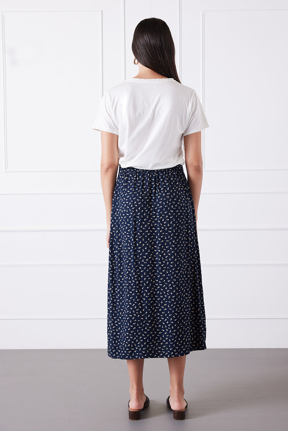 Limited Edition Avery Skirt in Midnight Navy Ditsy