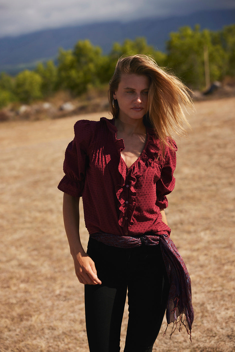 Chloe Shirt in Burgundy Solid