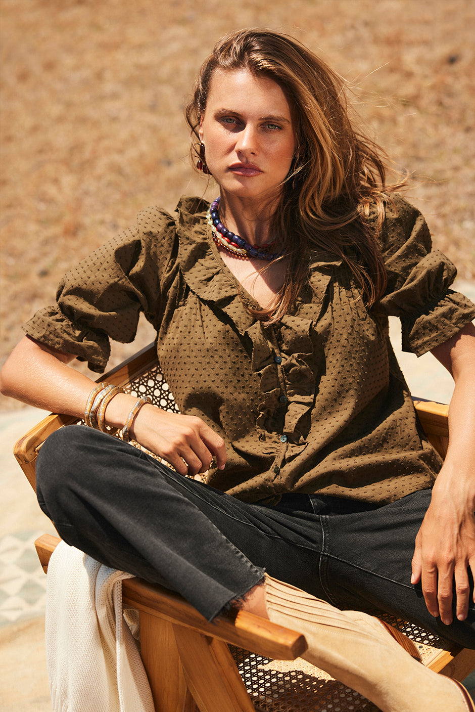 Chloe Shirt in Olive Green Solid