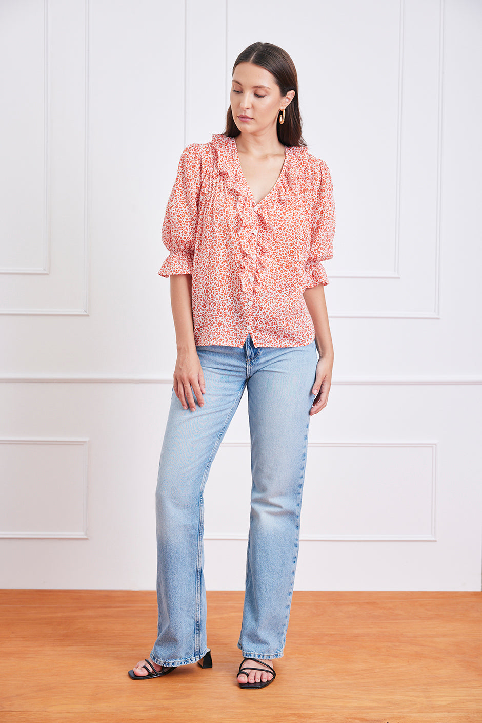 Chloe Shirt in Chili Vintage Bloom