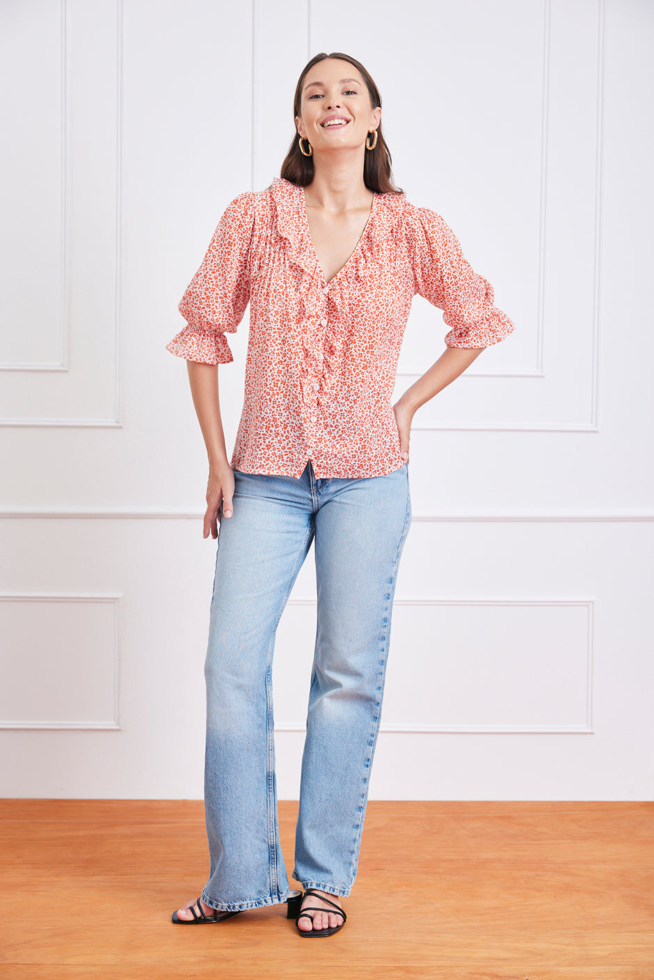 Chloe Shirt in Chili Vintage Bloom