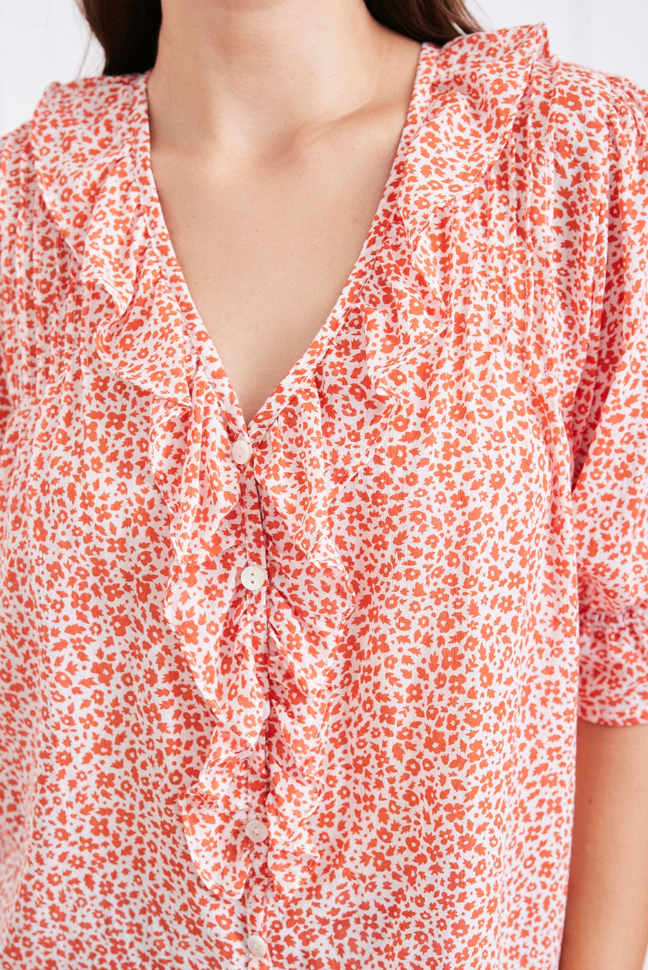 Chloe Shirt in Chili Vintage Bloom