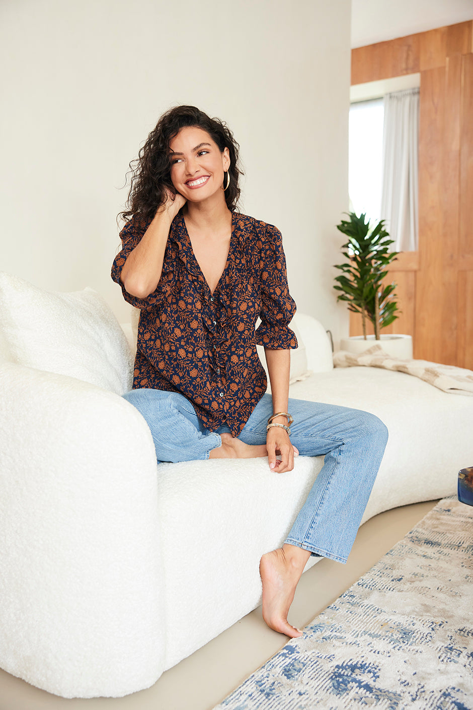 Chloe Shirt in Navy Batik
