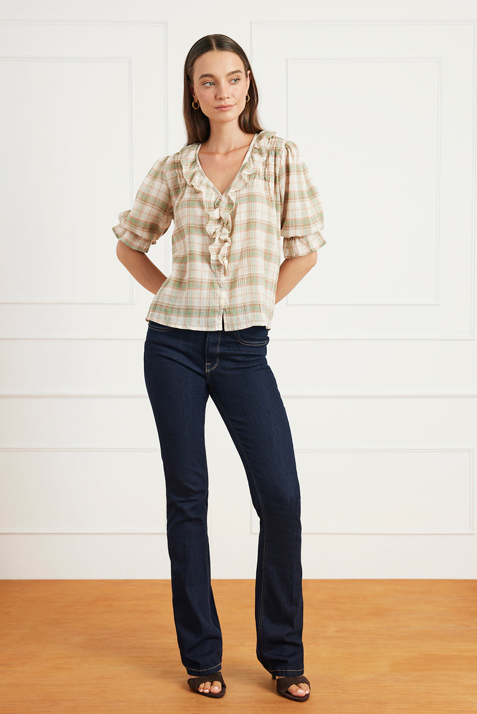 Chloe Shirt in Olive Plaid