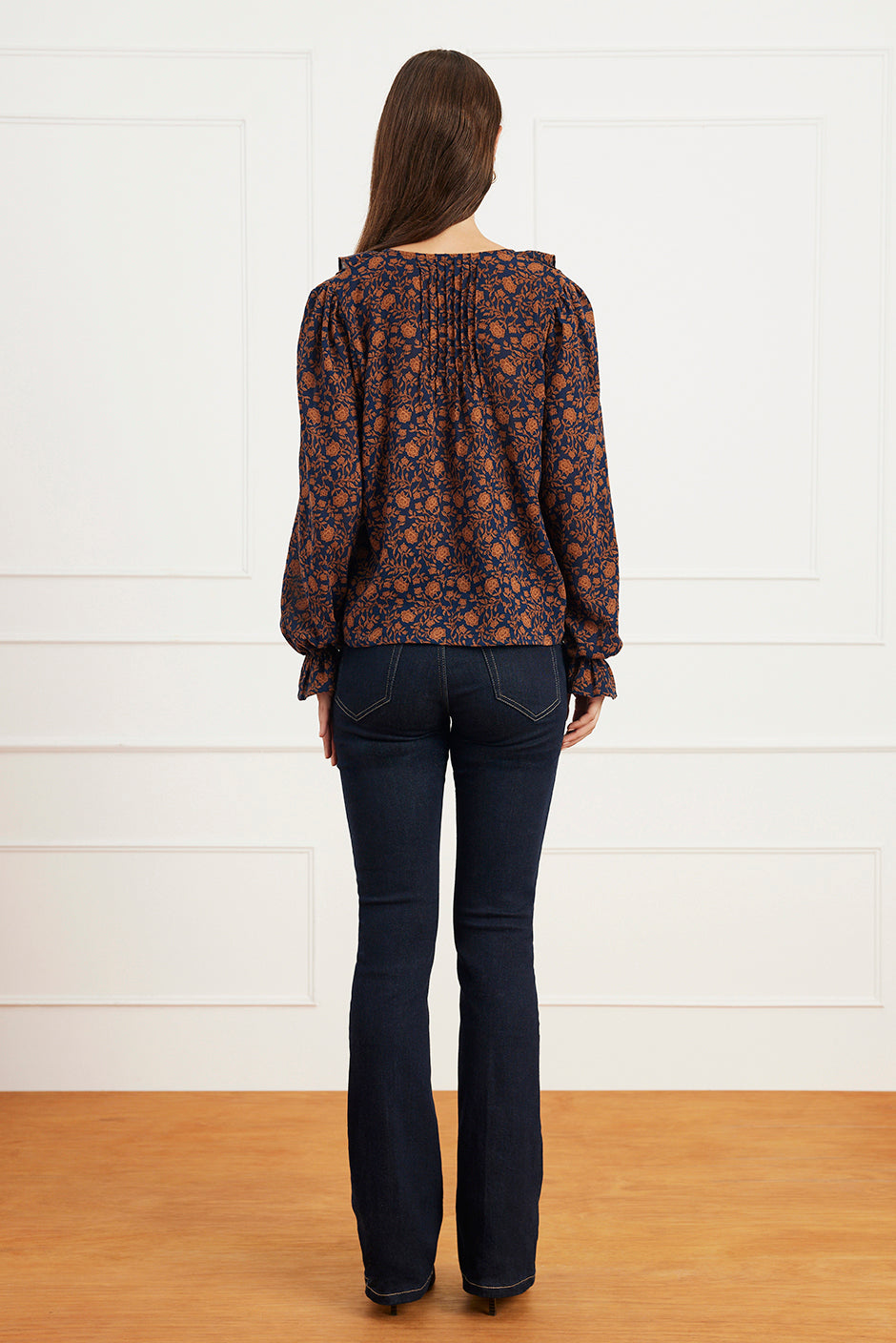 Long Sleeve Chloe Shirt in Navy Batik
