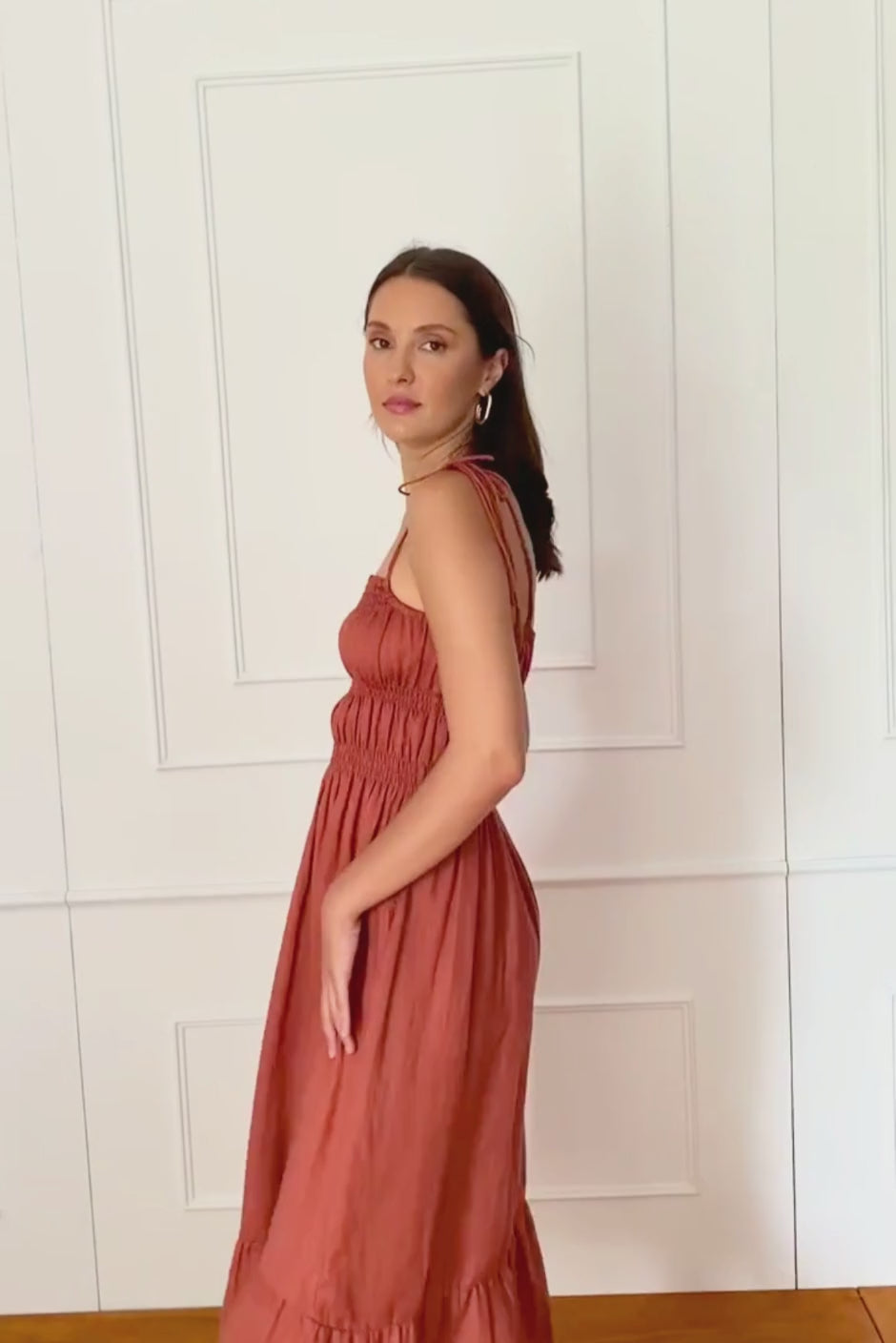 Emilia Midi Dress in Terracotta