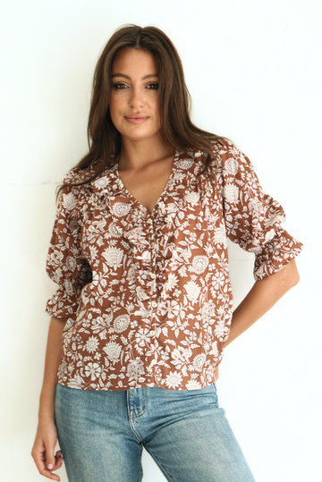 Brown Floral Blouse Brown Floral Blouse