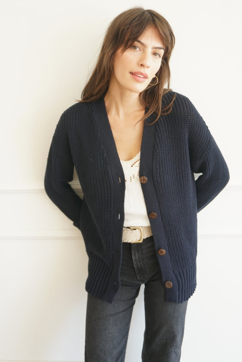 Womens navy boyfriend clearance cardigan