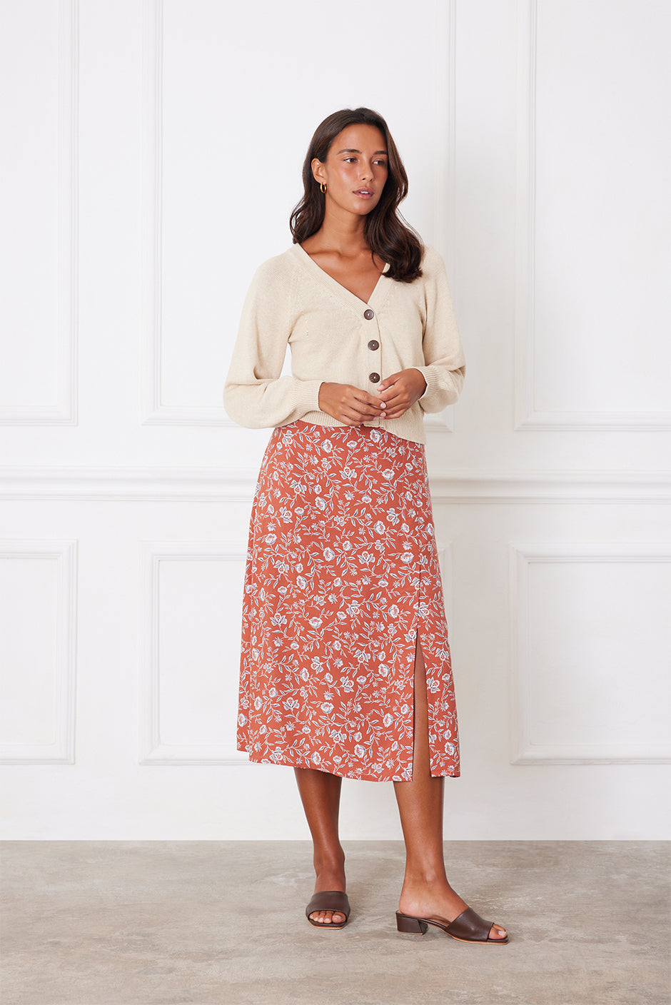 Avery Skirt in Adobe Floral