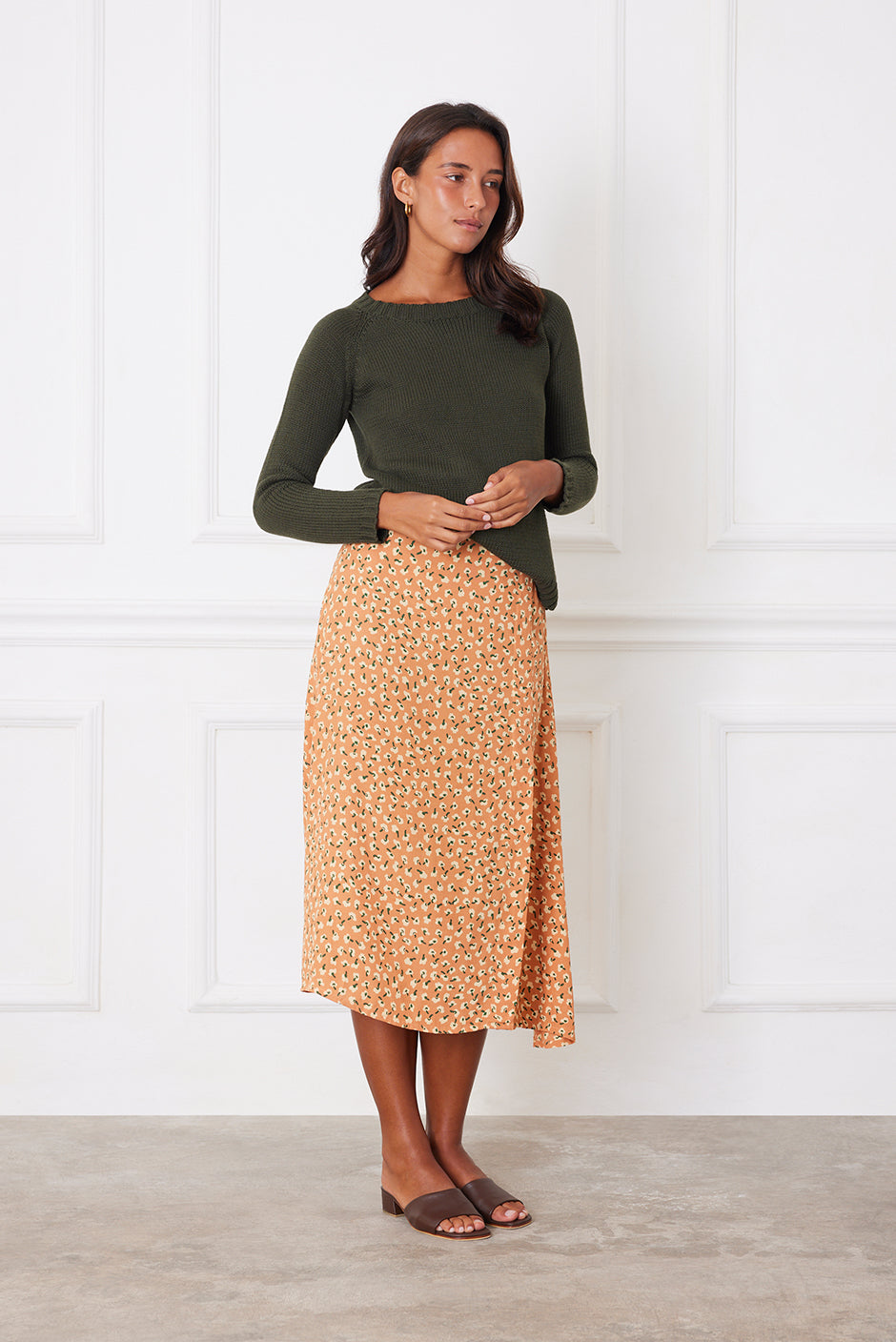 Avery Skirt in Chai Ditsy