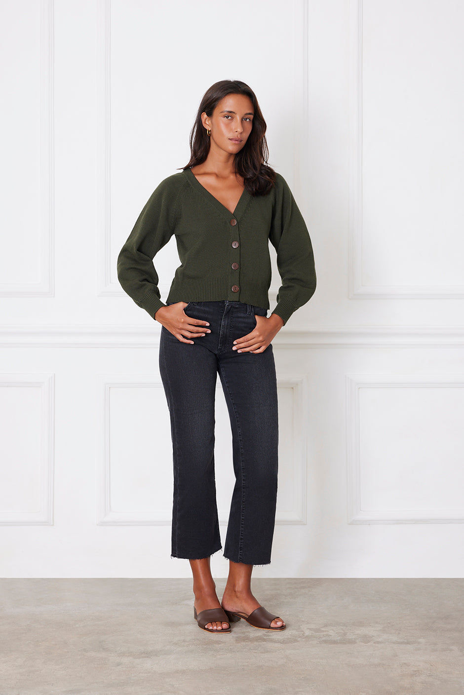 Greta Cardigan in Forest Green