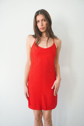 red mini slip dress Velvi - Sutton Slip Dress - Red - Final Sale