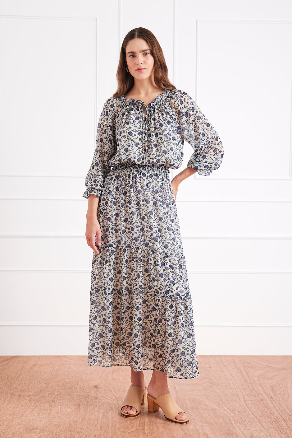 Esme Dress in Sapphire Vines