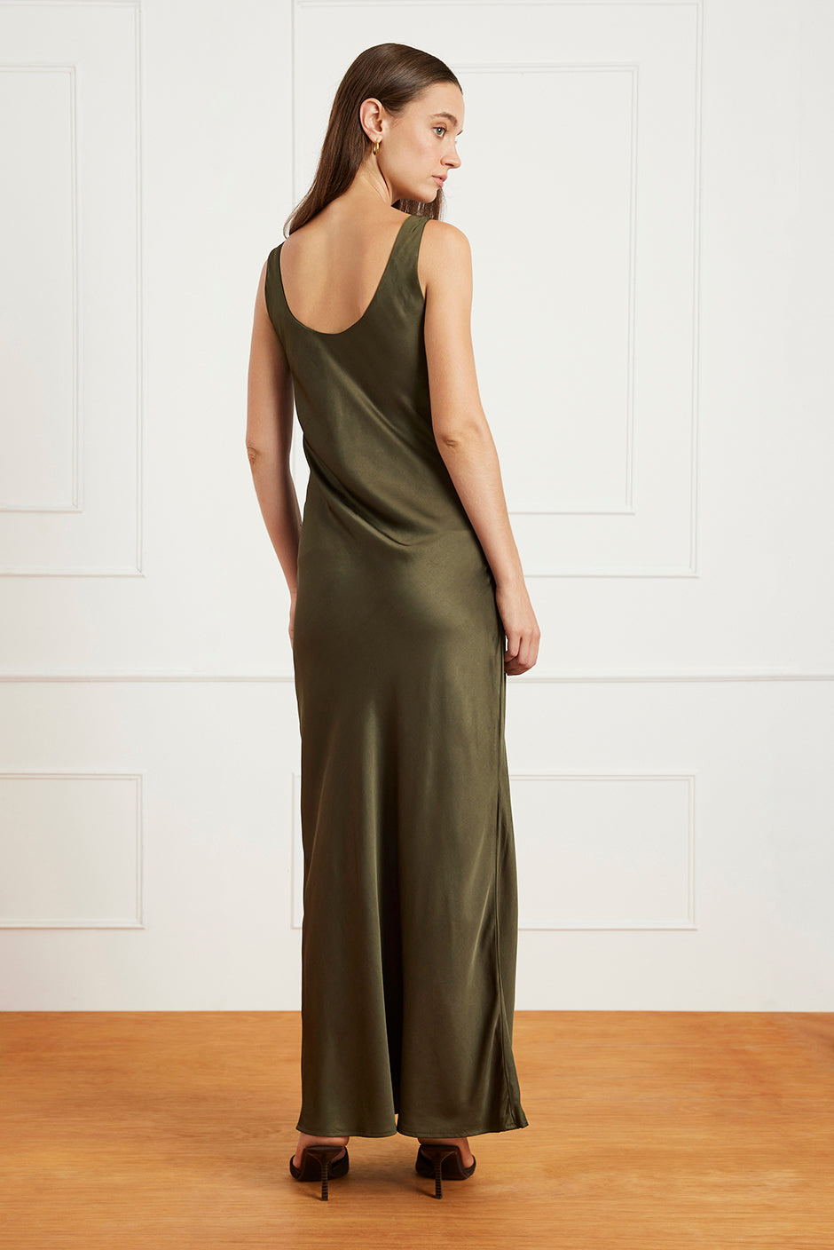 Lola Slip Dress in Olive Green