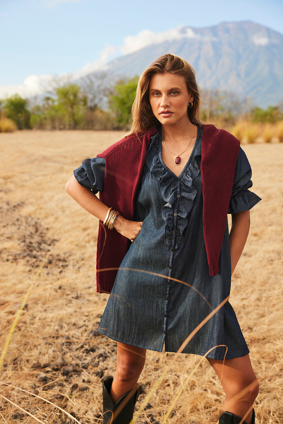 Chloe Mini Dress in Rinse Wash