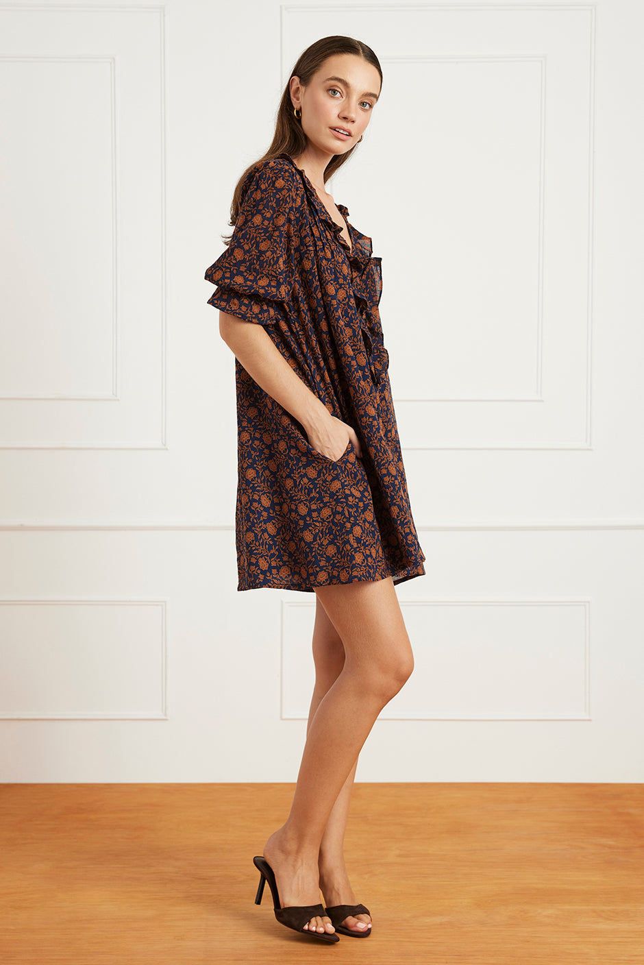 Chloe Mini Dress in Navy Batik