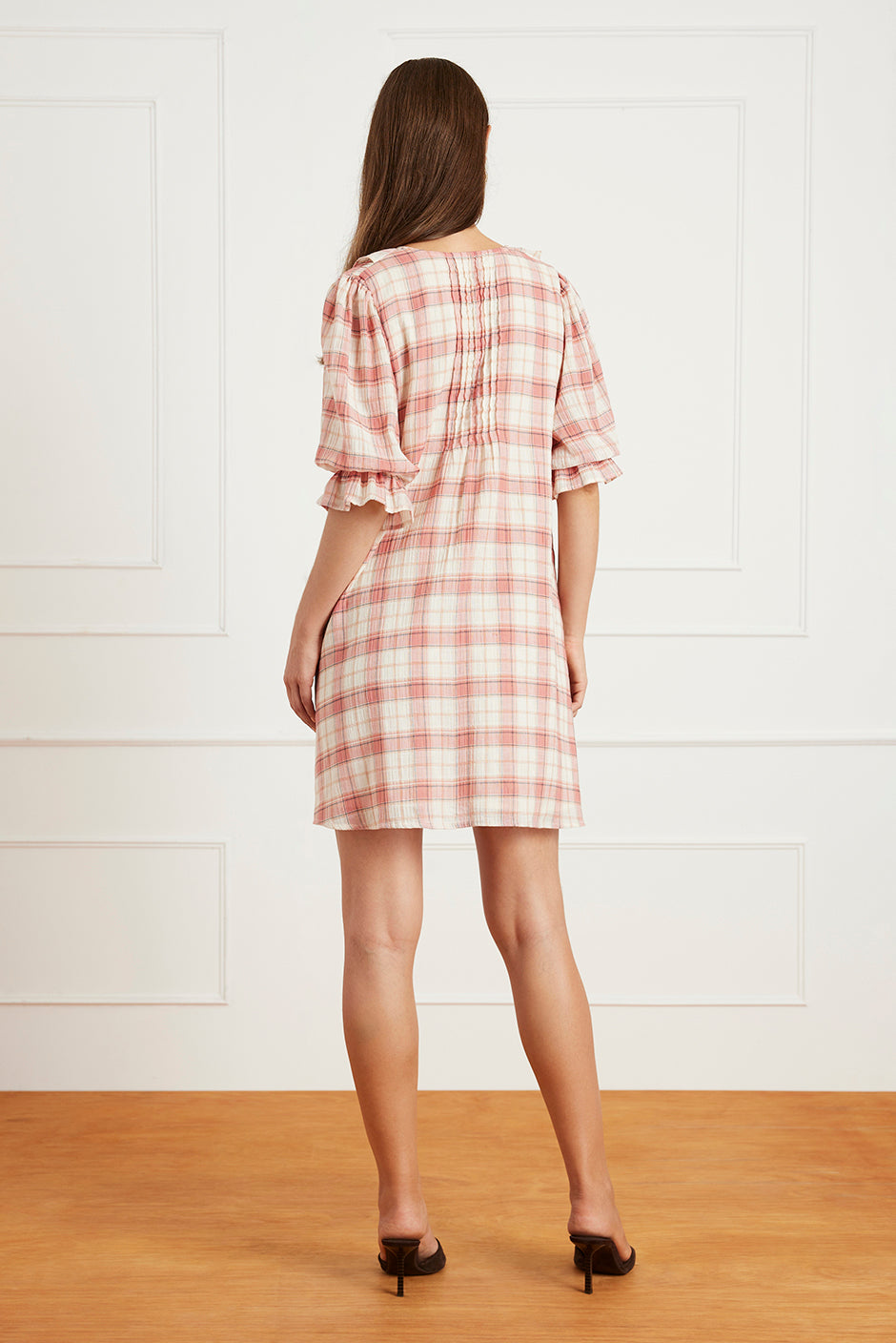 Chloe Mini Dress in Clay Plaid