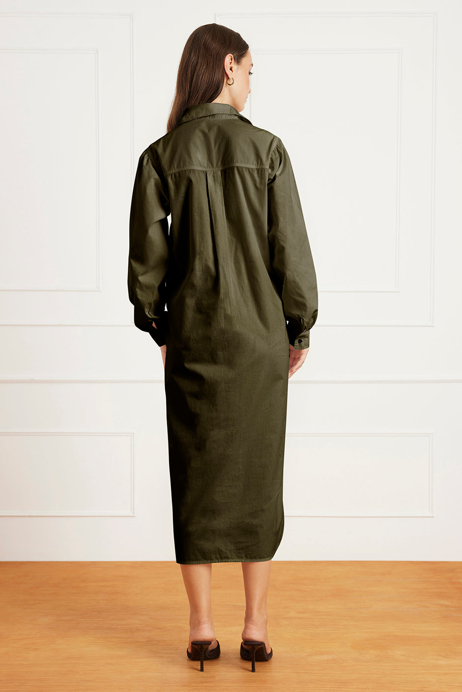 Janey Shirt Dress in Olive Green