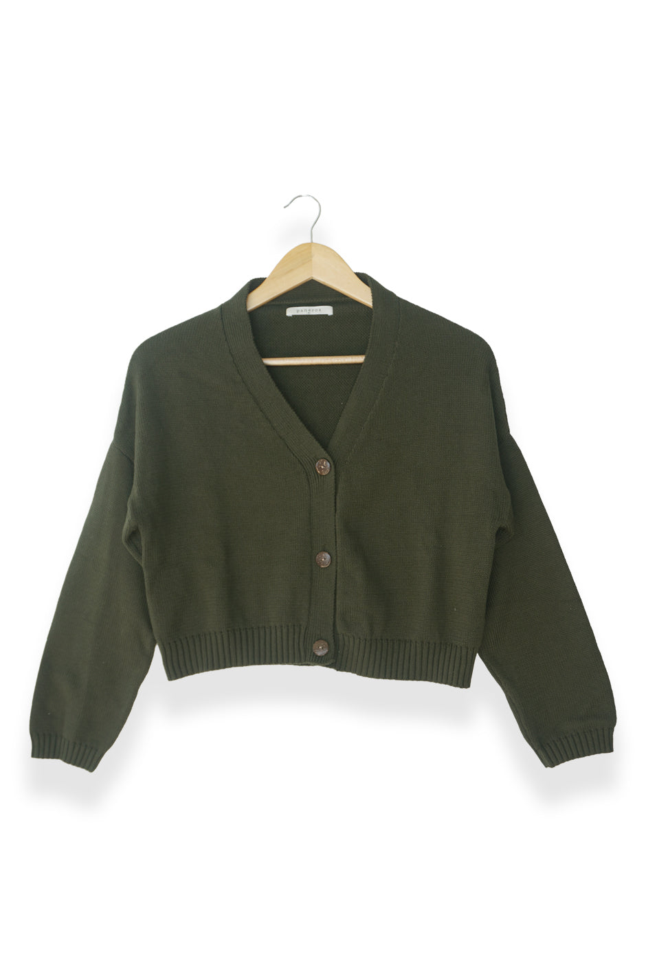 Luxury Handknit Cotton Cropped Women s Cardigan in Forest Green the Diana Paneros Clothing