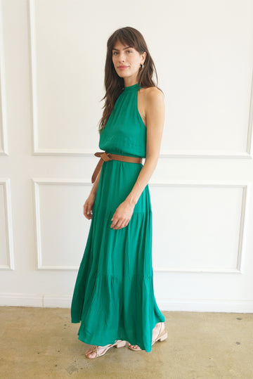 Paneros Clothing Women's Halter Gia Dress - Green - Maxi dresses Paneros Clothing Women's Halter Gia Dress - Green - Maxi dresses