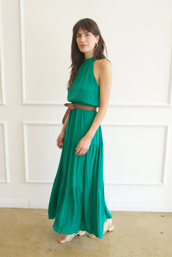 Flordrina Halter Maxi Dress - Green