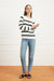 Stripe Sloane Crewneck in Off White