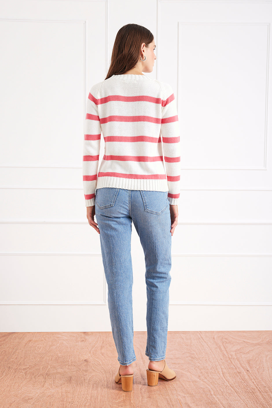 Stripe Sloane Crewneck in Raspberry