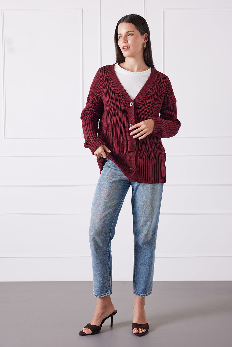 Emily Cardigan in Burgundy