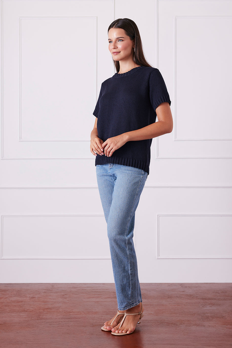 Simone Sweater Tee in Midnight Navy