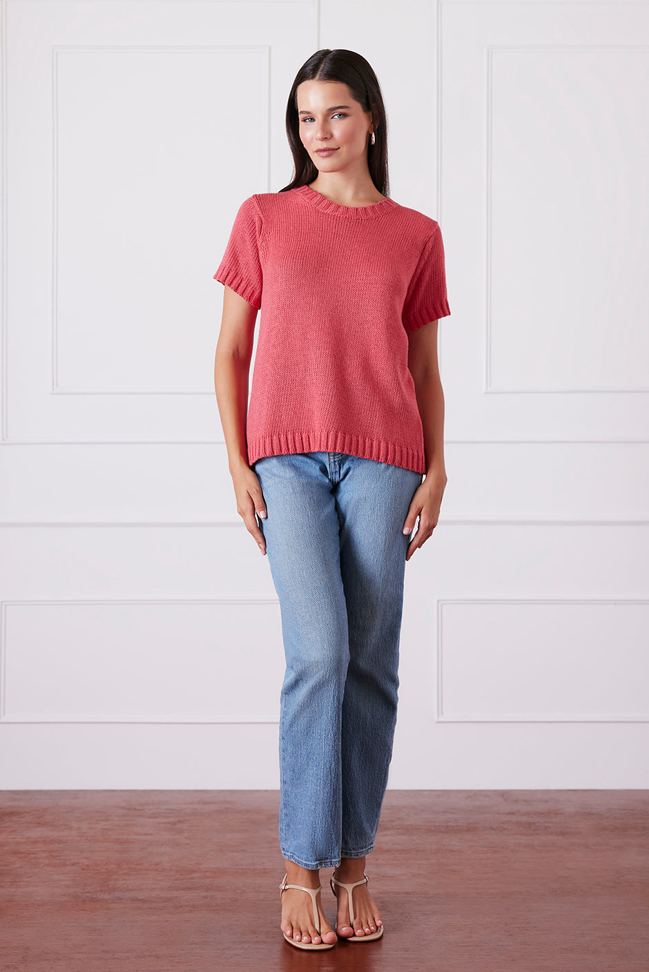 Simone Sweater Tee in Vintage Red