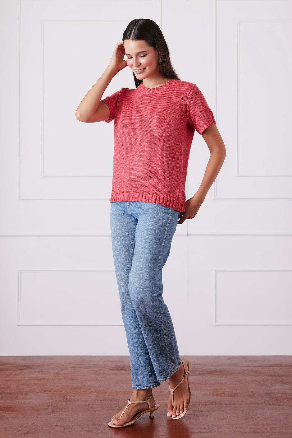 Simone Sweater Tee in Vintage Red