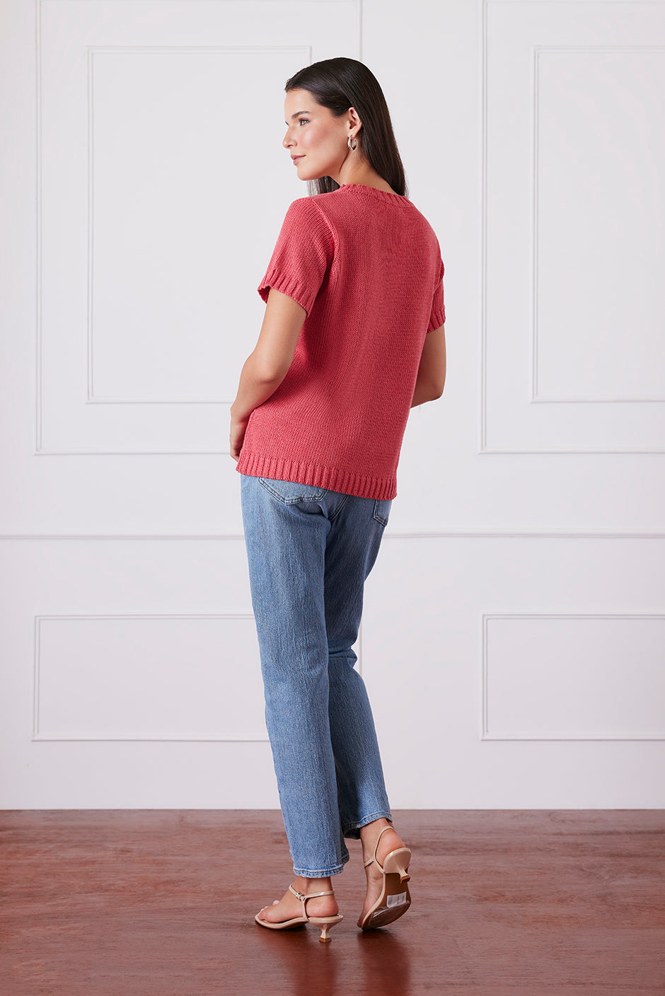 Simone Sweater Tee in Vintage Red