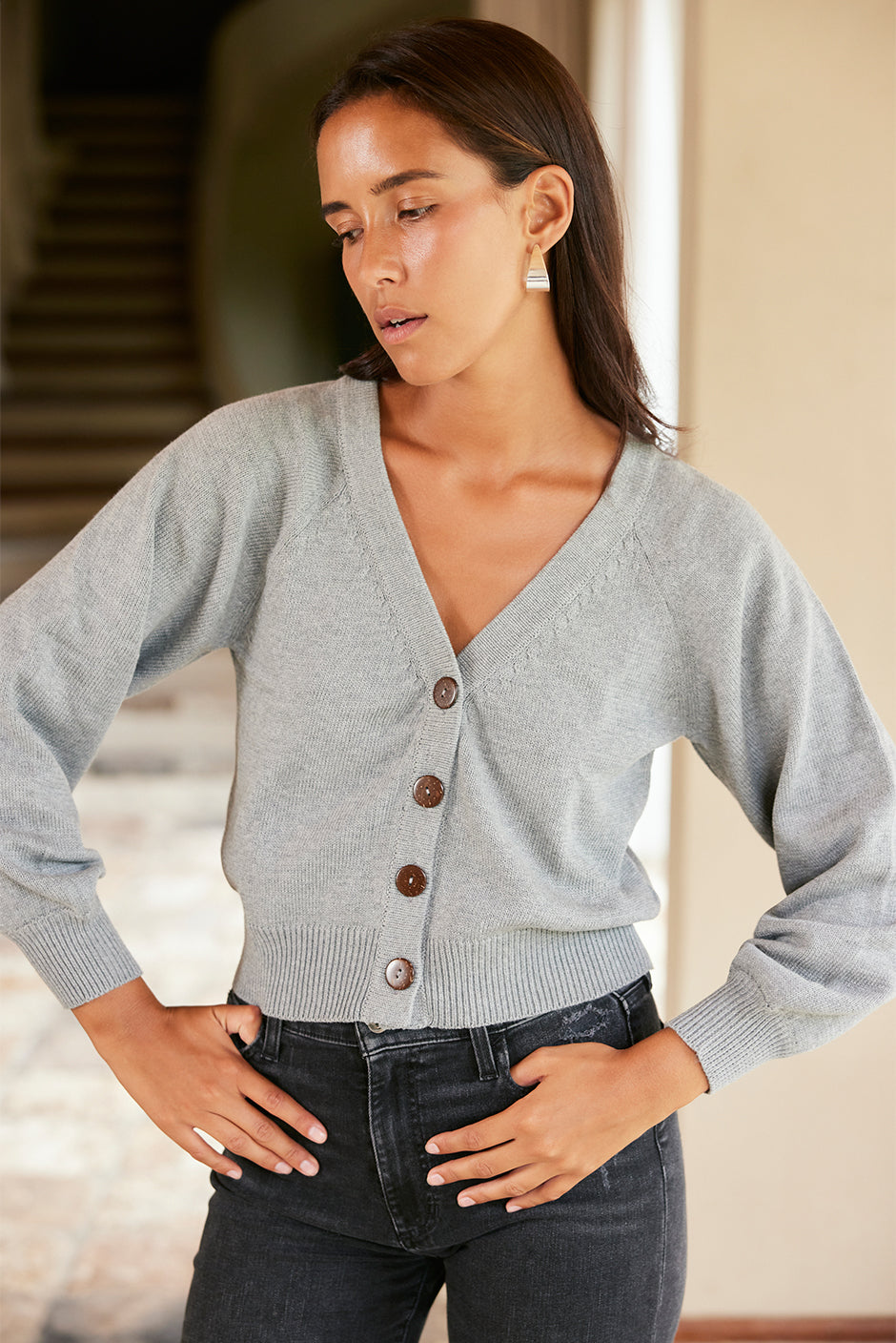 Greta Cardigan in Heather Grey