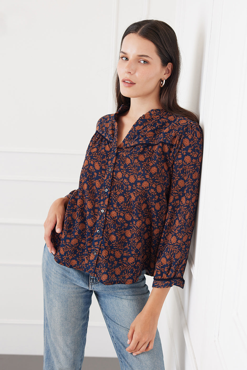 Anna Shirt in Navy Batik