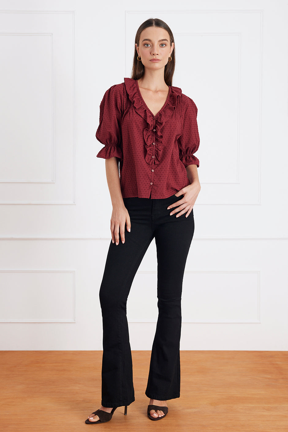 Chloe Shirt in Burgundy Solid