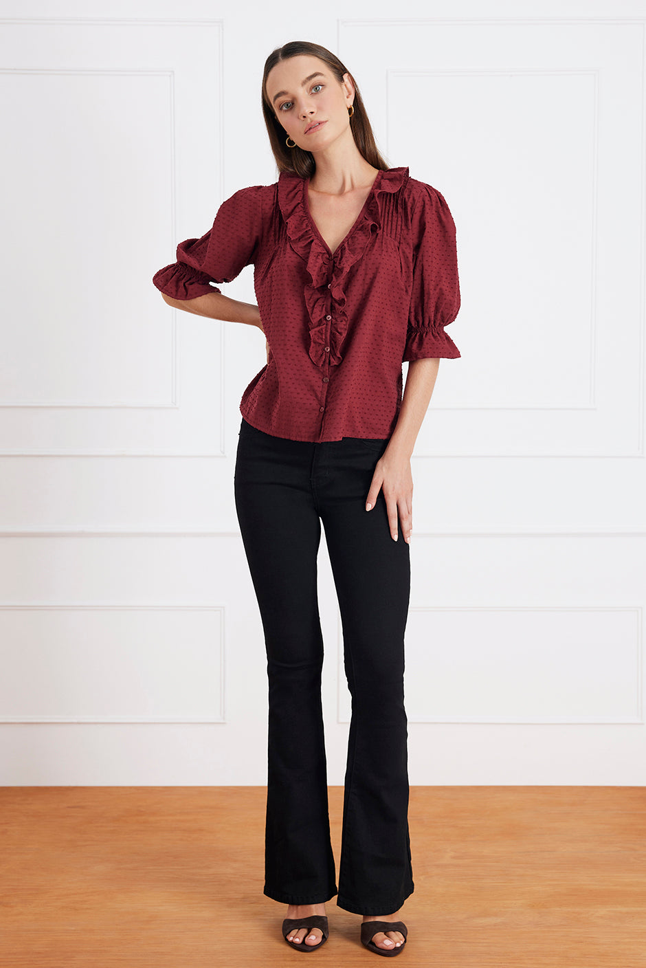 Chloe Shirt in Burgundy Solid