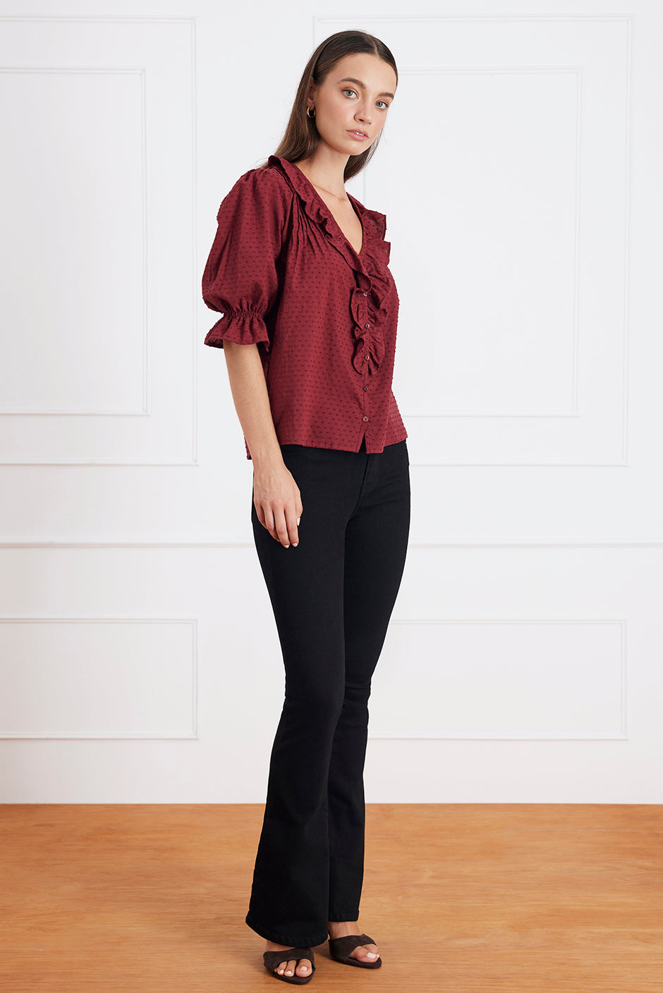 Chloe Shirt in Burgundy Solid