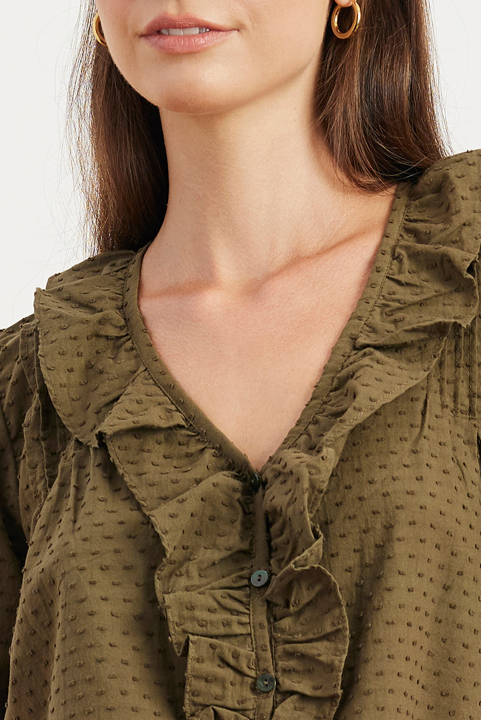 Chloe Shirt in Olive Green Solid
