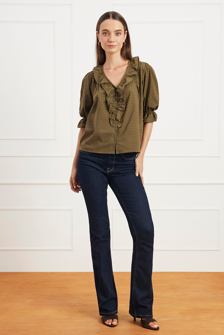 Chloe Shirt in Olive Green Solid