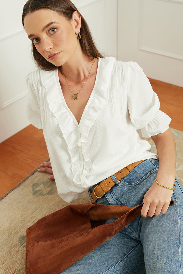Herlipto Easy to Love Blouse white ブラウス Her lip to ブラウス シャツ Long Tie Slit Blouse レディース