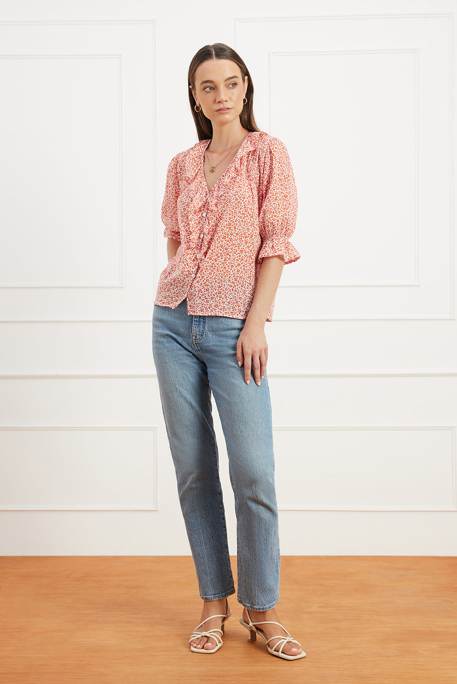 Chloe Shirt in Chili Vintage Bloom