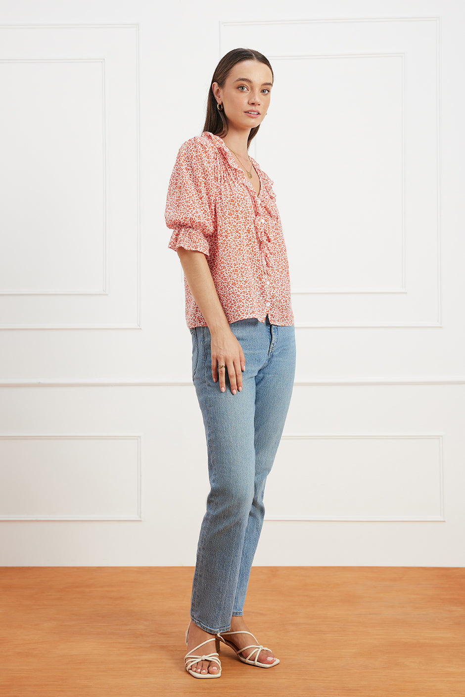 Chloe Shirt in Chili Vintage Bloom