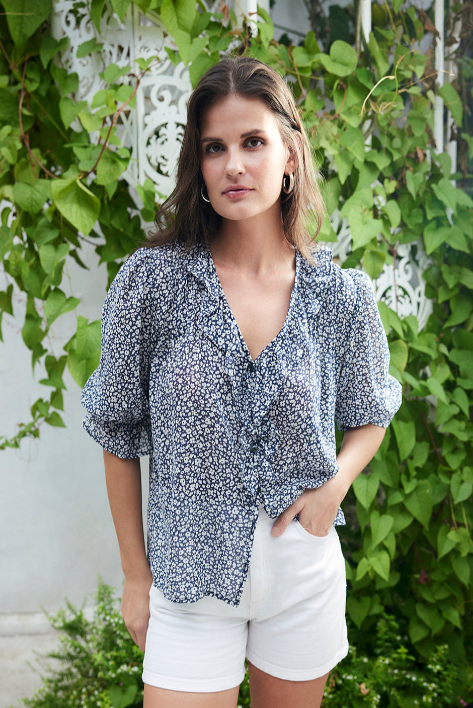 Chloe Shirt in Navy Vintage Bloom